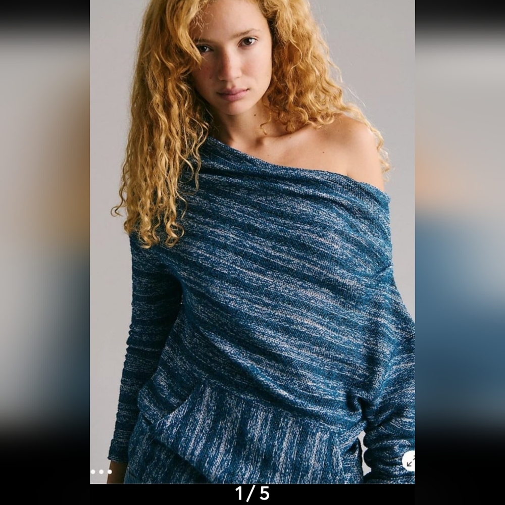 Free People Blue Off-Shoulder Tunic dress nwt